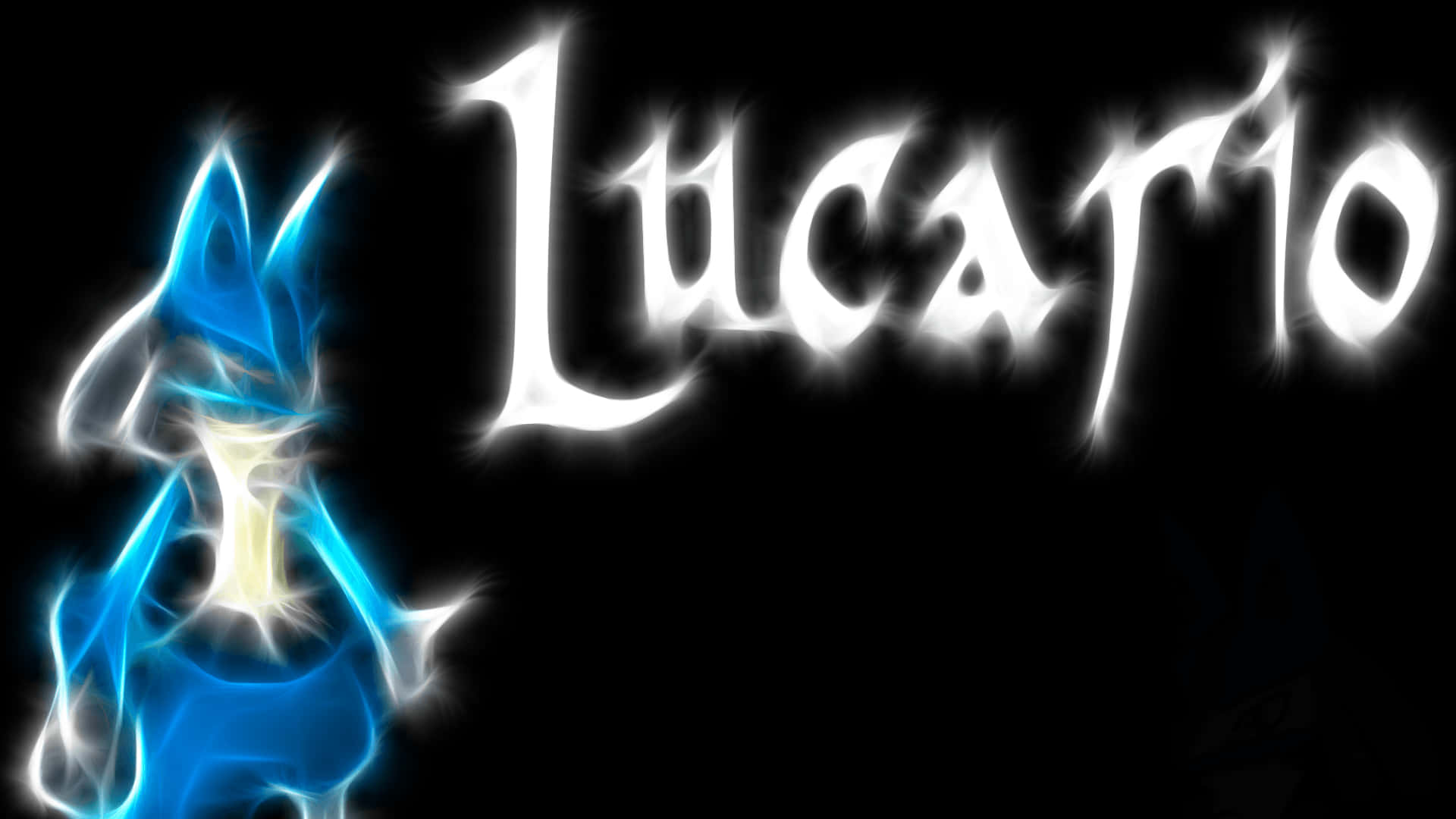 Pokemon Lucario Mweusi na Mweupe Unaong'aa Picha ya Ukuta