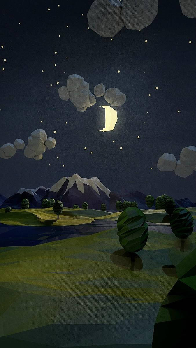 Polygon Forest Painting iPhone SE Picha ya Ukuta