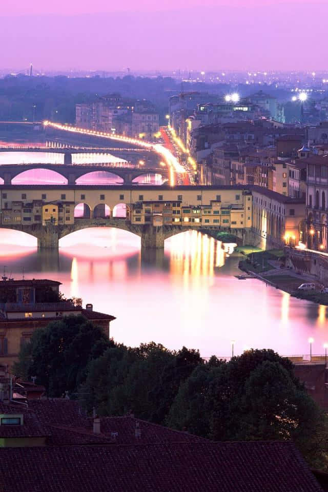 Ponte Vecchio Tayari La Notte Picha ya Ukuta