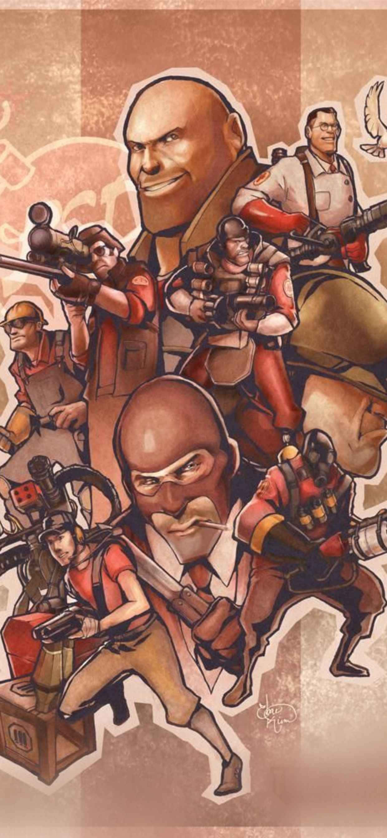 Pop Art Timu Nyekundu iPhone Xs Max Team Fortress 2 Background Picha ya Ukuta