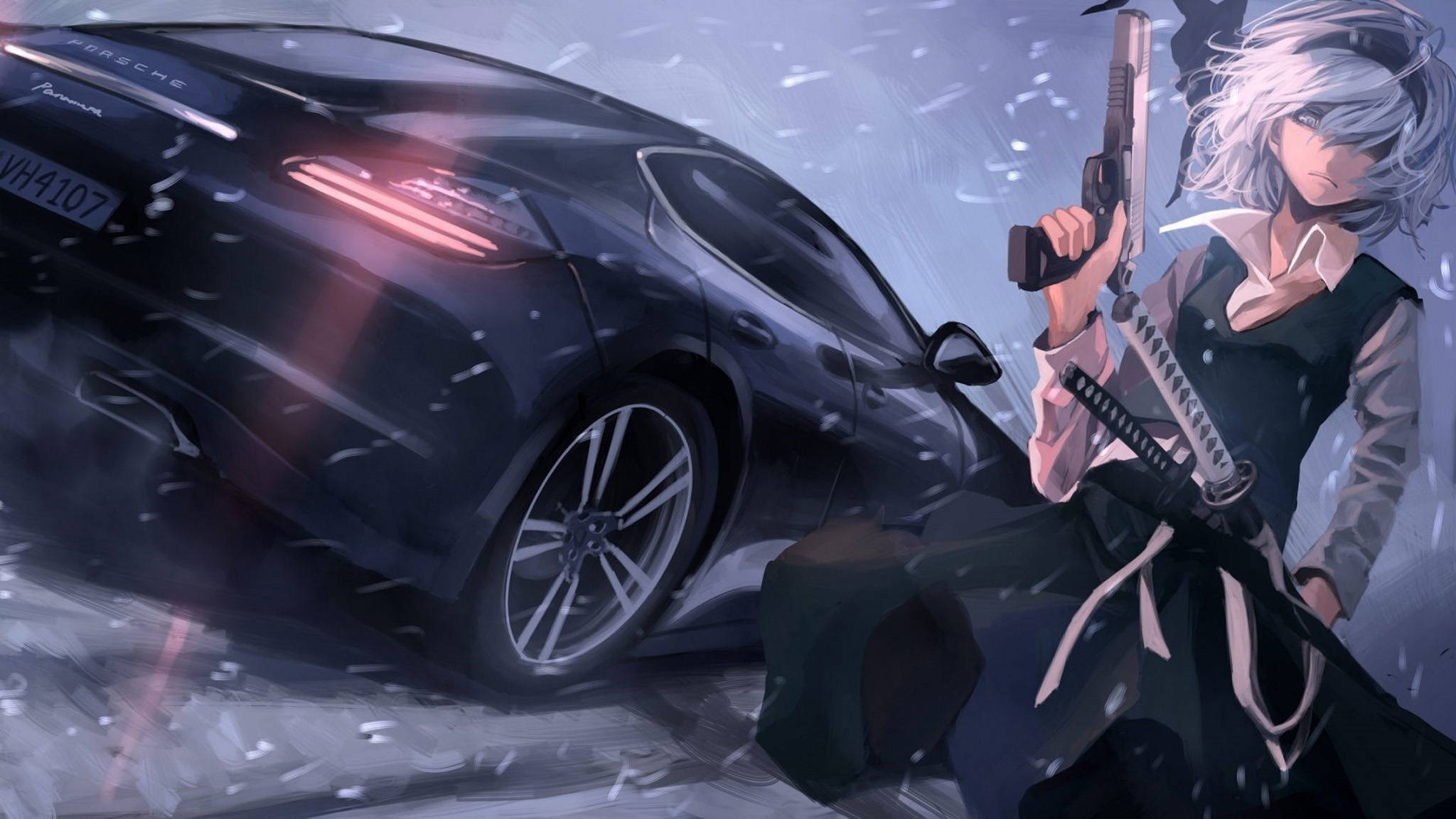 Porsche Panamera Gari la Anime Picha ya Ukuta