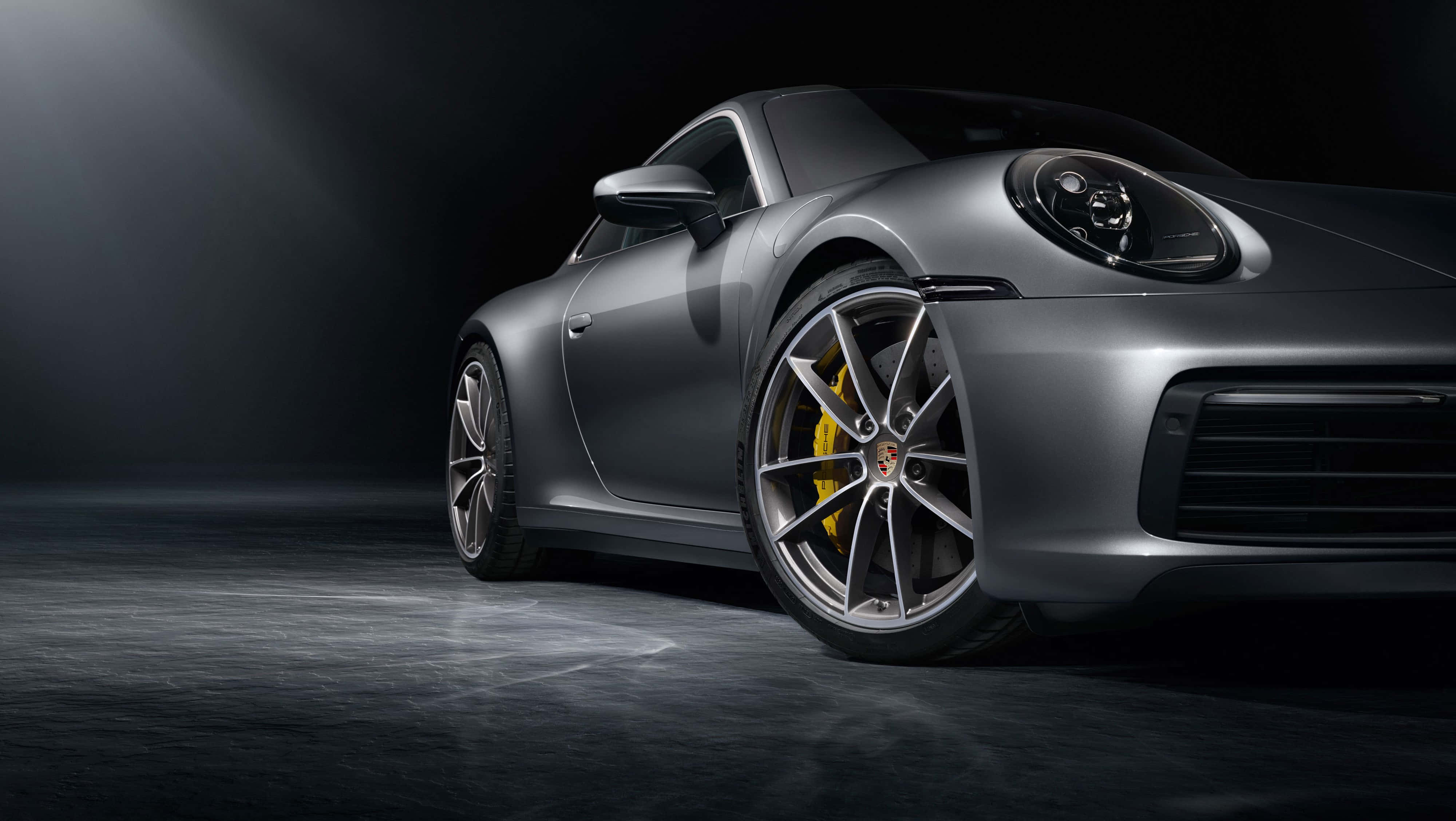 Porsche ya Feleji-Nyeusi 4K Ultra HD Picha ya Ukuta