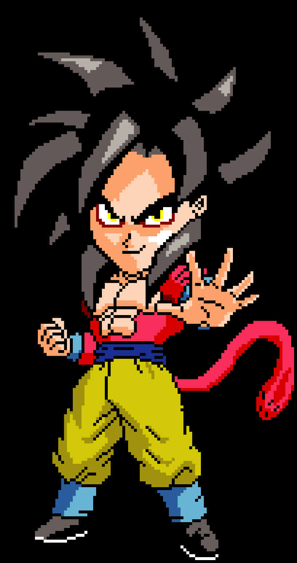 Pose ya Goku ya Pixel Art Picha ya Ukuta
