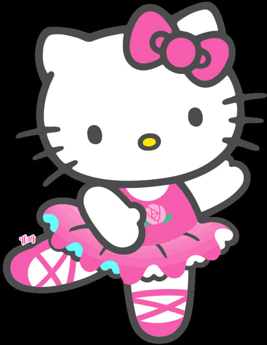 Pose ya Hello Kitty Kama Mchezaji Ballet Picha ya Ukuta