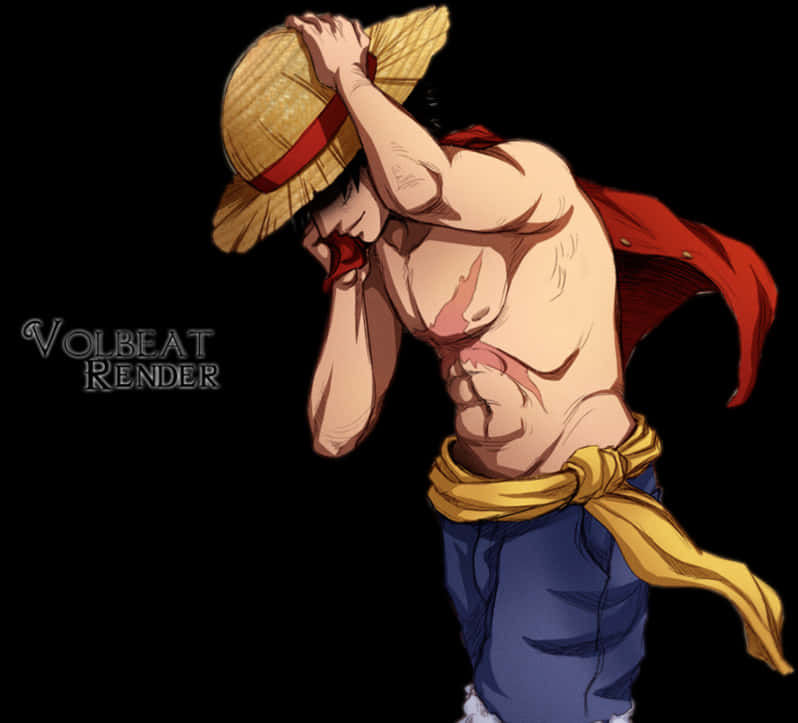 Pose ya Luffy Kofia ya Majani Picha ya Ukuta