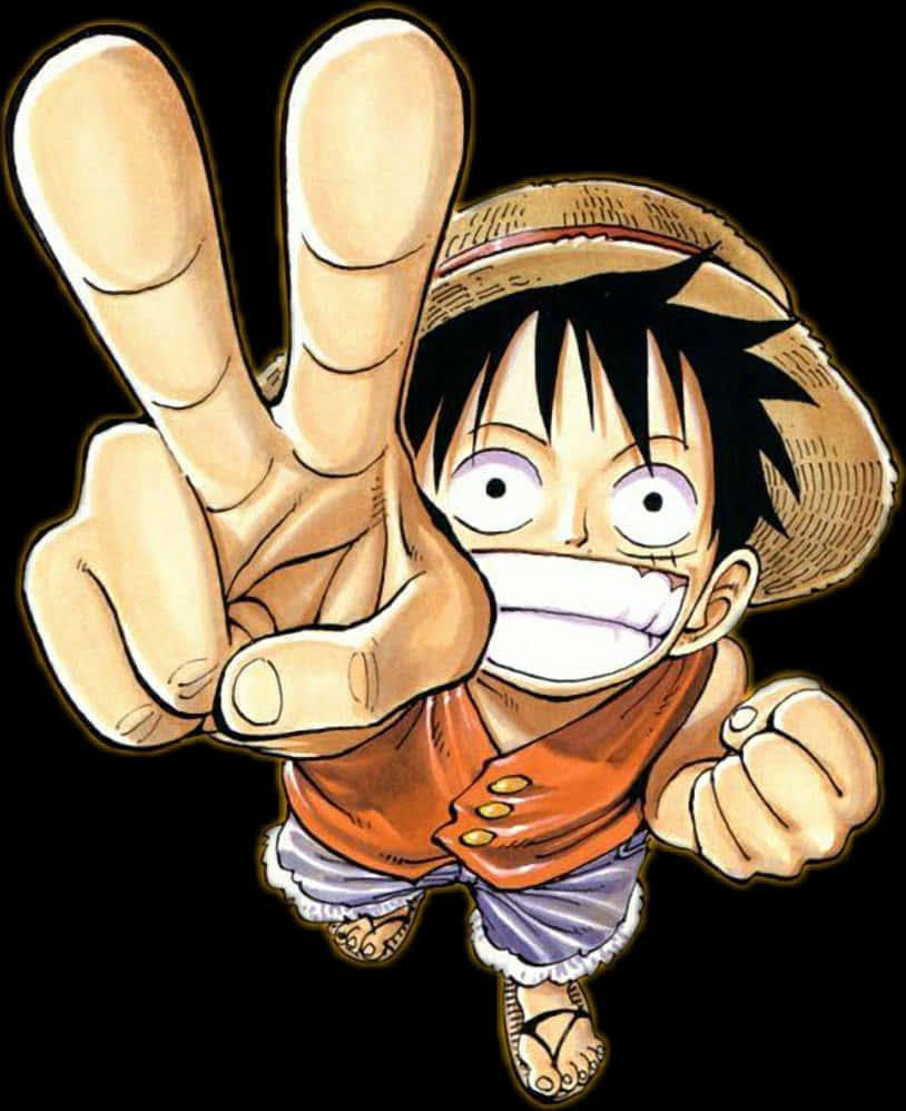 Pose ya Ushindi ya Luffy kutoka One Piece Picha ya Ukuta