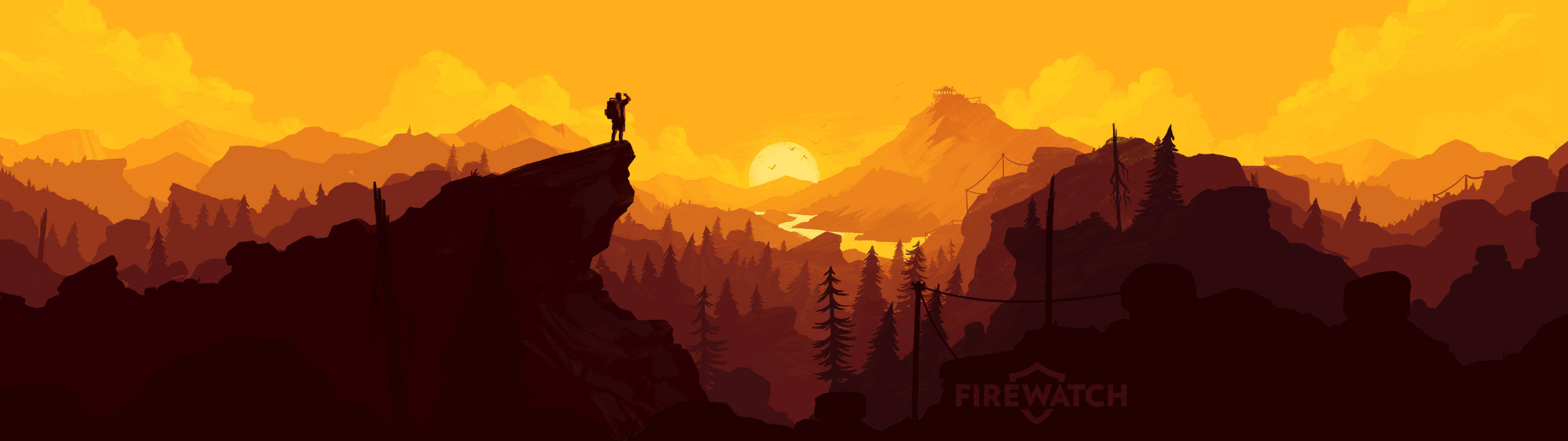 Potea Katika Safari ya Skrini Mbili na Firewatch. Picha ya Ukuta