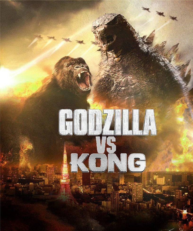 Prepare for an Epic Showdown in Godzilla Vs Kong Picha ya Ukuta