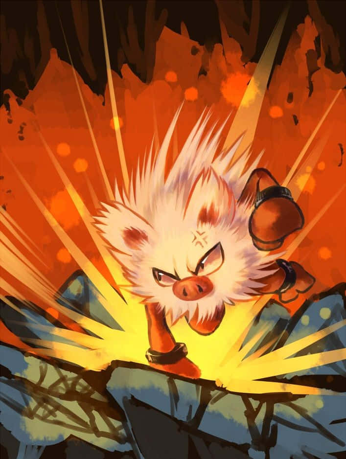Primeape Mkali Akitoa Ngumi Pokemon Picha ya Ukuta