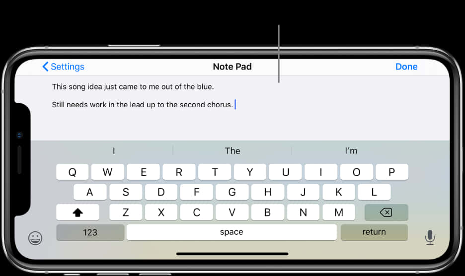 Programu ya Dokezo la iPhone 12 kwa Kuandika Nyimbo Picha ya Ukuta