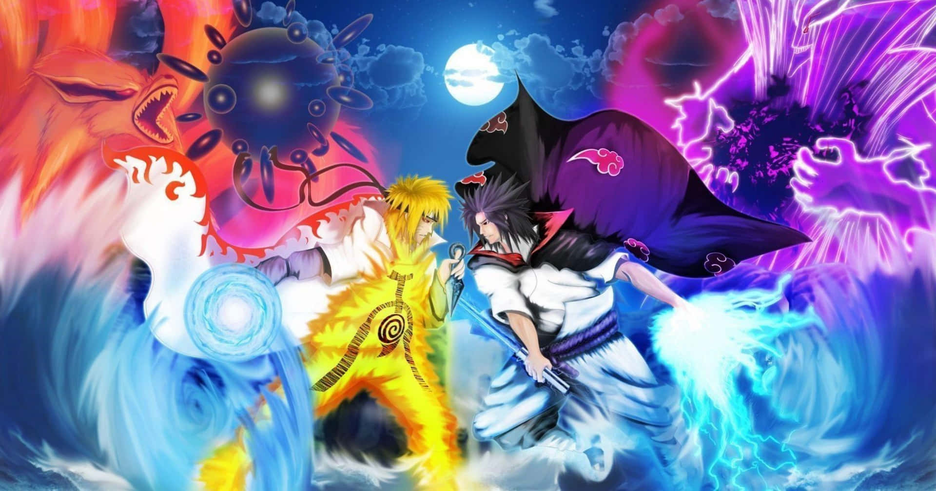 PS4 Naruto Naruto na Sasuke Wenye Nguvu Kamili Picha ya Ukuta