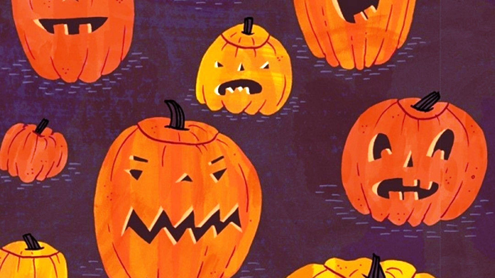 Pumpkin za Halloween za Kutisha na Kuwa na Mwonekano Mzuri Picha ya Ukuta