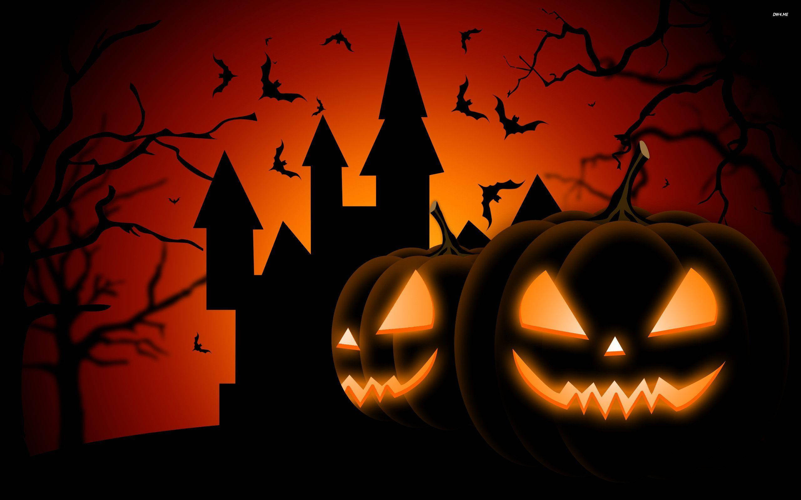 Pumpkin za Ngome ya Trick Or Treat Picha ya Ukuta