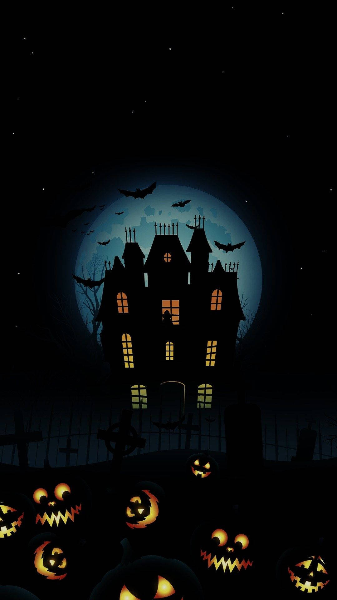Punda wa Halloween wa Mwezi wa Bluu wa iPhone Picha ya Ukuta