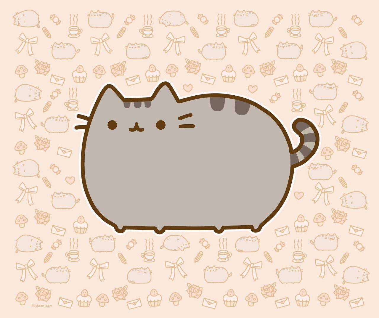 Pusheen Cat Mwenye Kutwa iPad Picha ya Ukuta