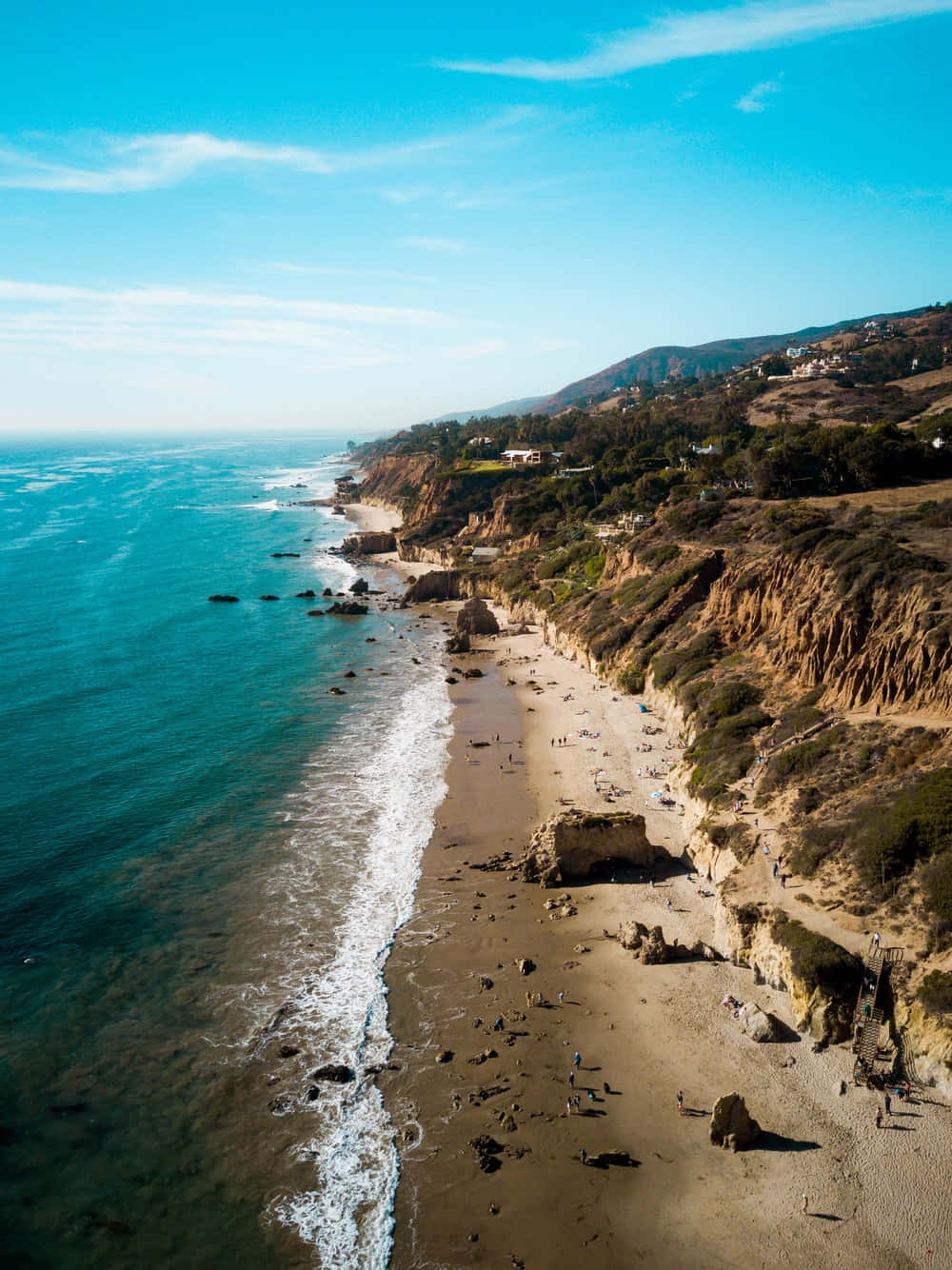 Pwani la El Matador State Beach na Ridge ya Mlima Android Malibu Background Picha ya Ukuta