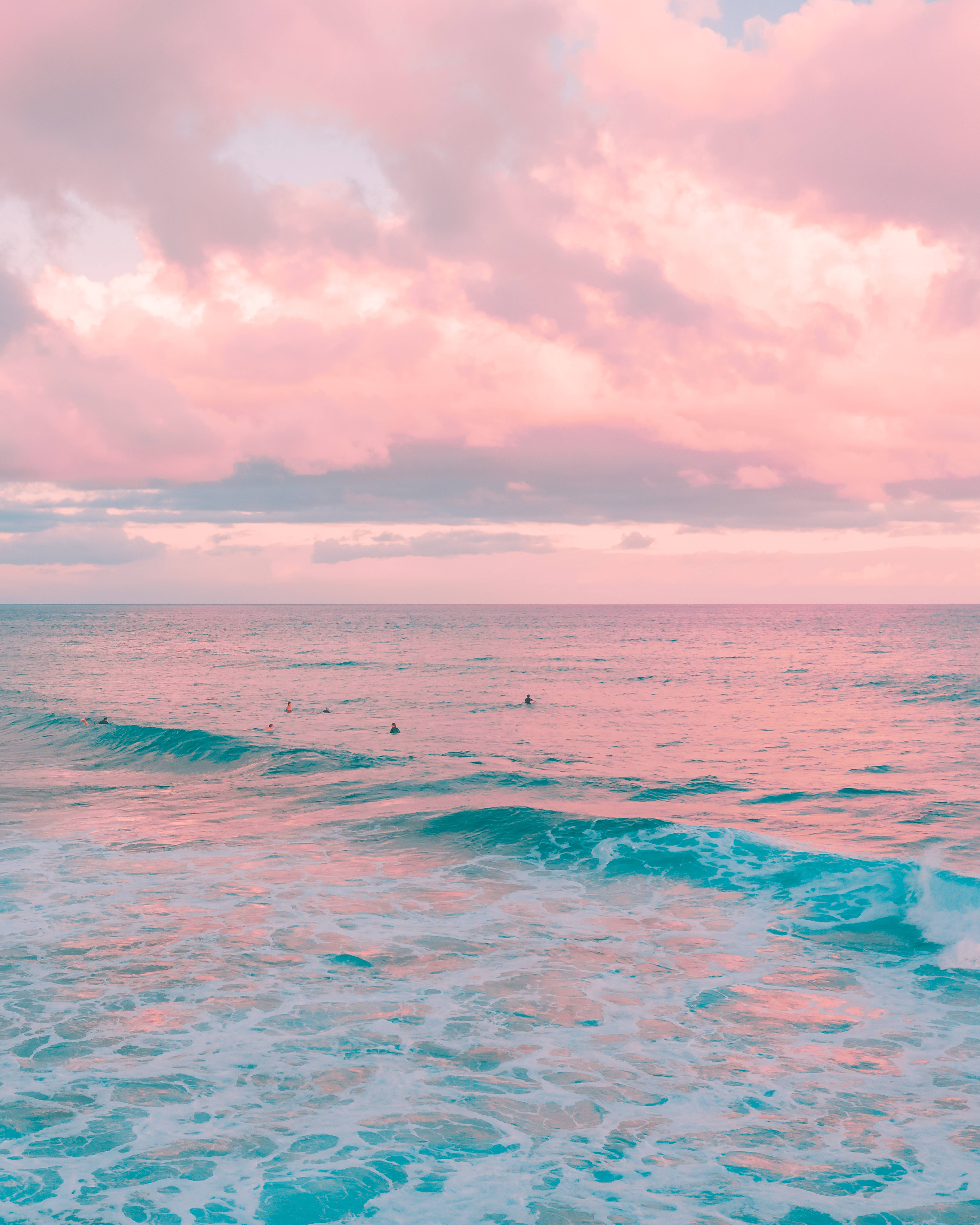 Pwani la Pastel Pink na Bluu Android Picha ya Ukuta