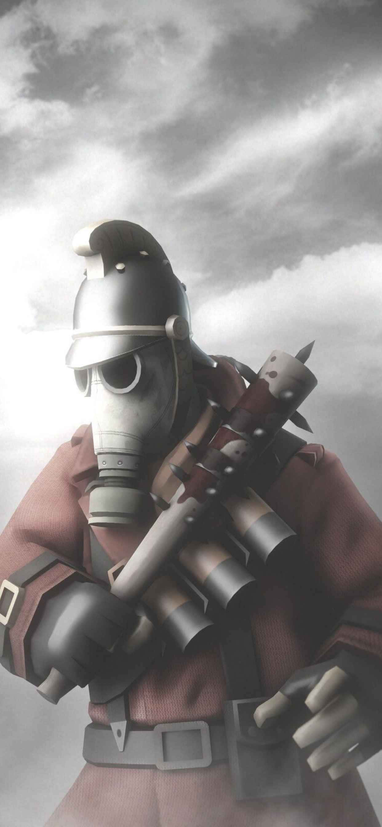 Picha ya Pyro Grayscale iPhone Xs Max Team Fortress 2 Picha ya Ukuta