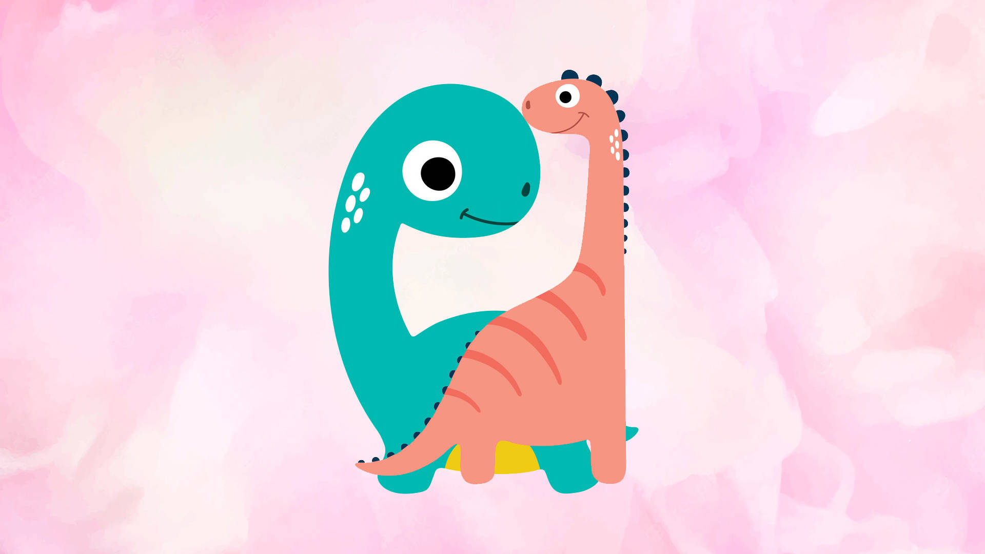 Rafiki wa Rafiki wa Dinosau wa Rangi ya Pinki Mrembo Picha ya Ukuta