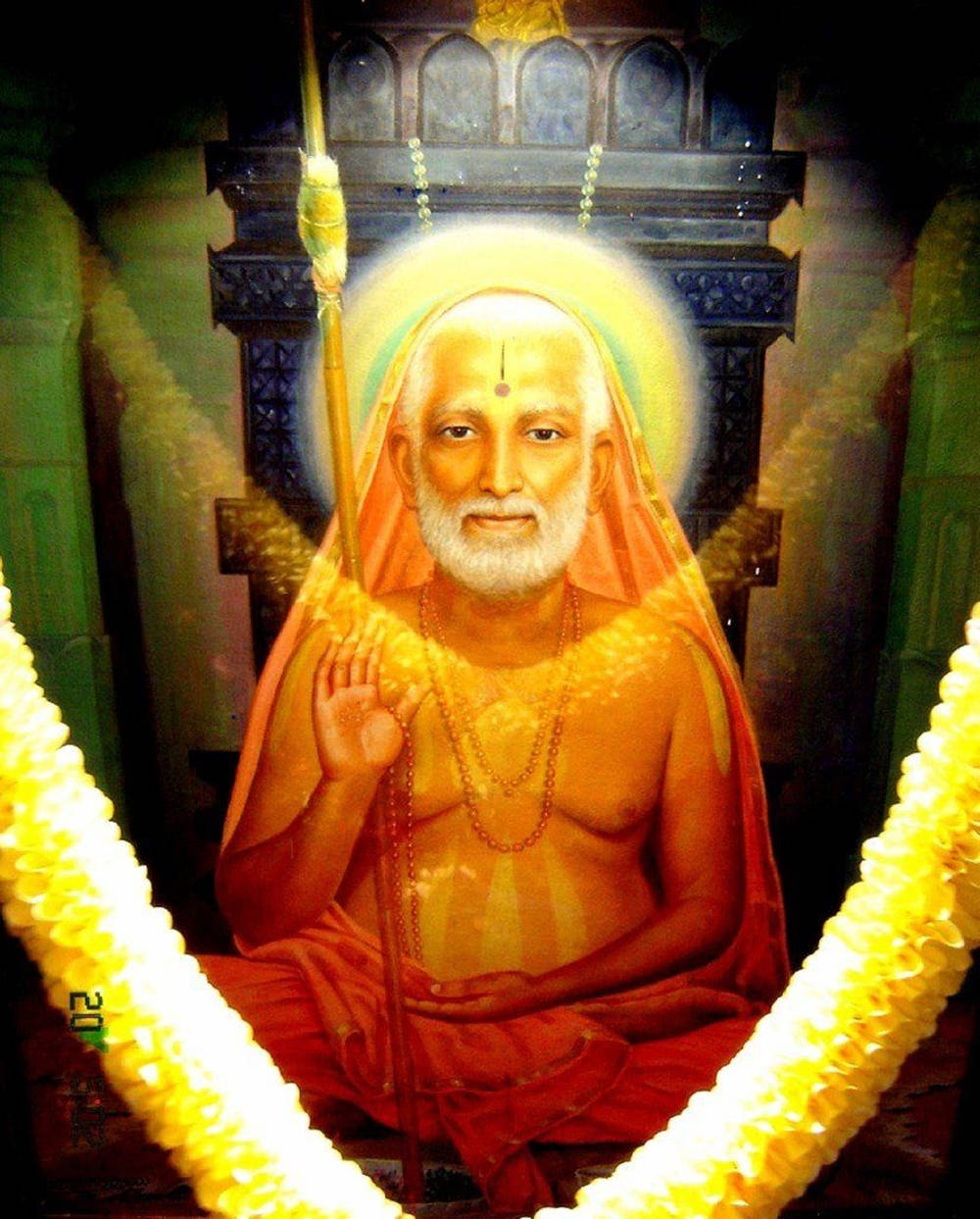 Raghavendra Mchoro wa Rangi ya Chungwa Picha ya Ukuta