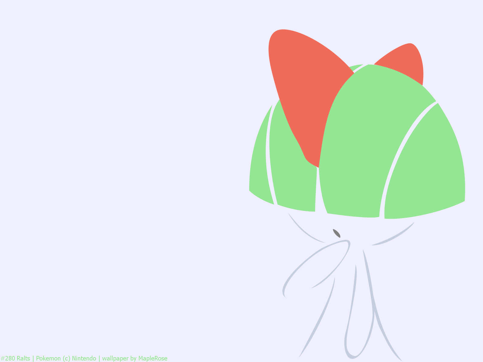 Ralts kwenye Mandharinyuma ya Rangi ya Bluu na Nyeupe Picha ya Ukuta