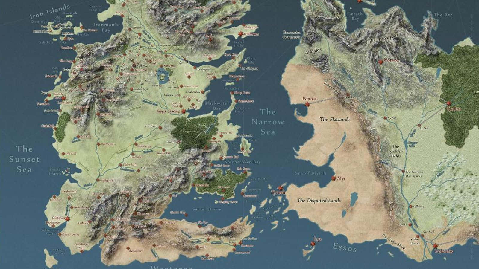Ramani ya Game of Thrones yenye Majina Picha ya Ukuta