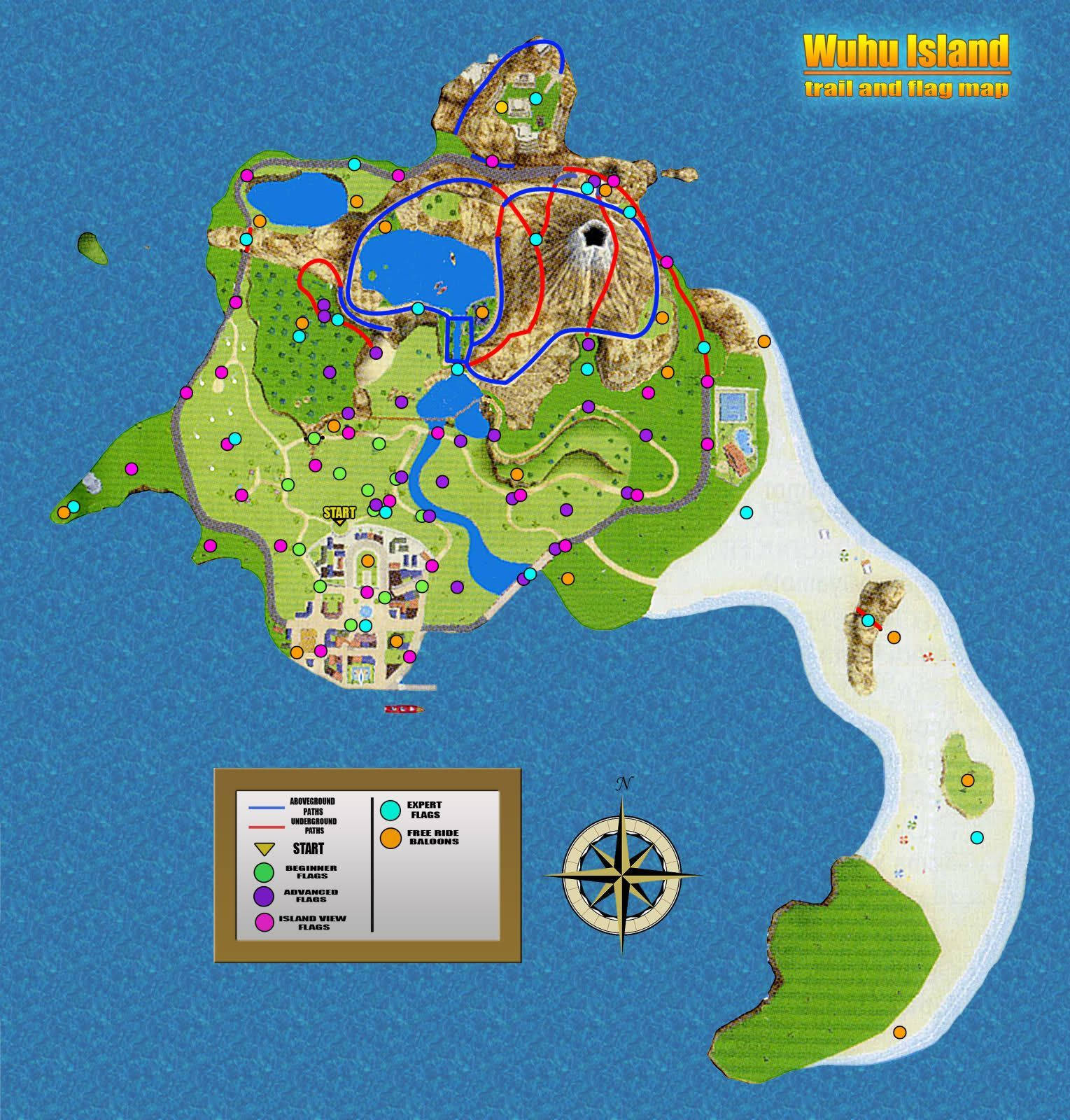 Ramani ya Mchezo ya Kisiwa cha Wuhu ya Wii Sports Resort Picha ya Ukuta