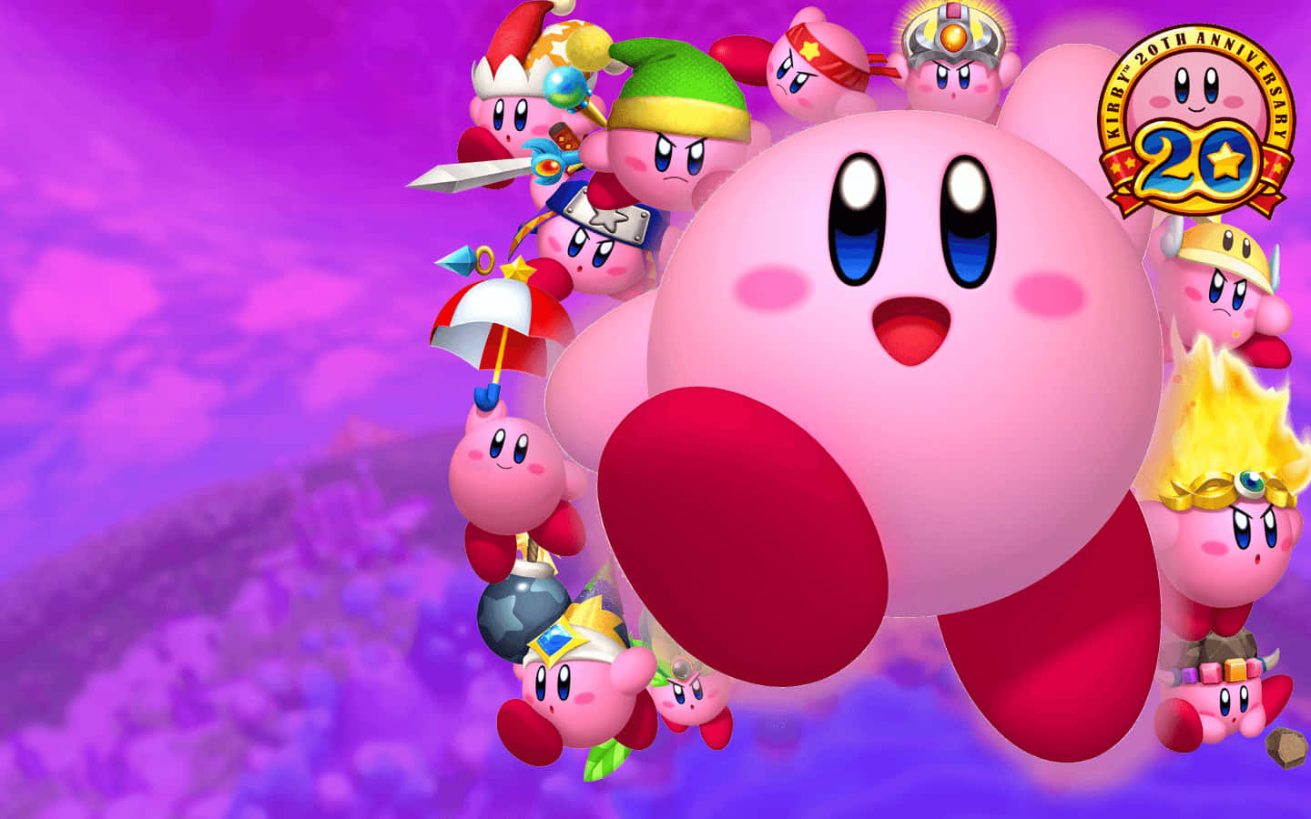 Rangi angavu za neon zinang'aa katika Picha ya Asili ya Kirby Picha ya Ukuta