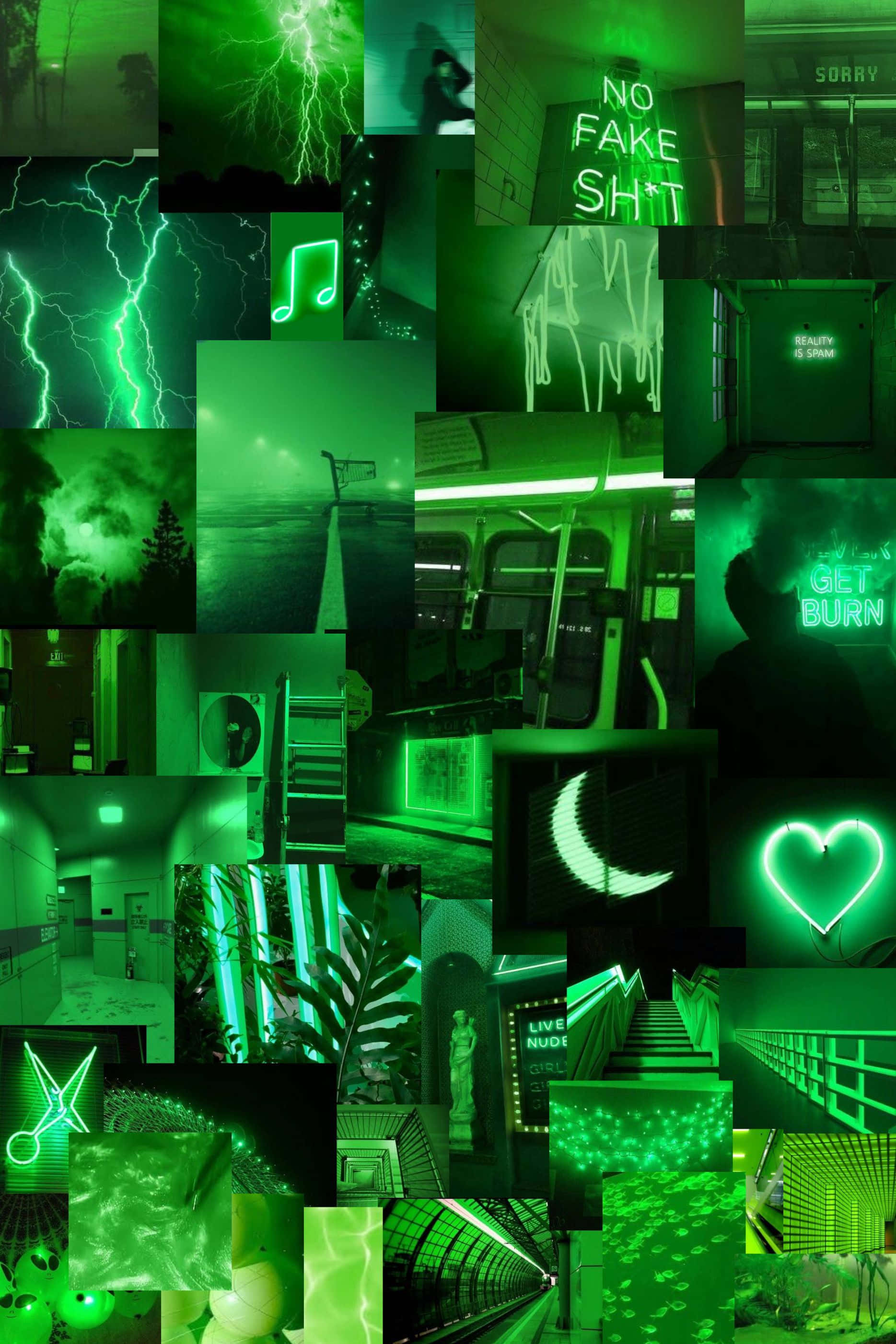 Rangi ya Kijani Kibichi Aesthetic Collage Tumblr Picha ya Ukuta