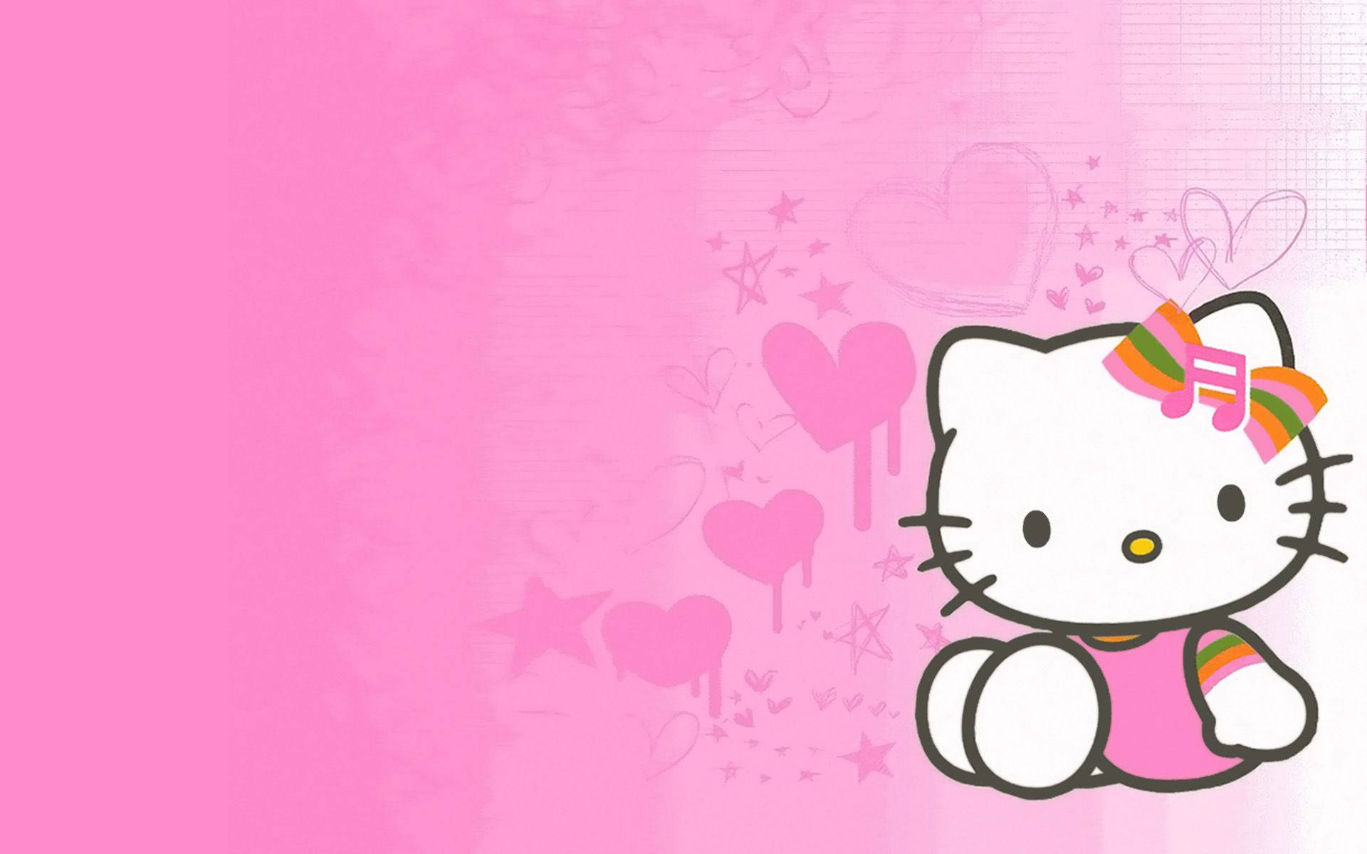 Rangi ya Waridi na Chungwa Katika Urembo wa Hello Kitty Picha ya Ukuta