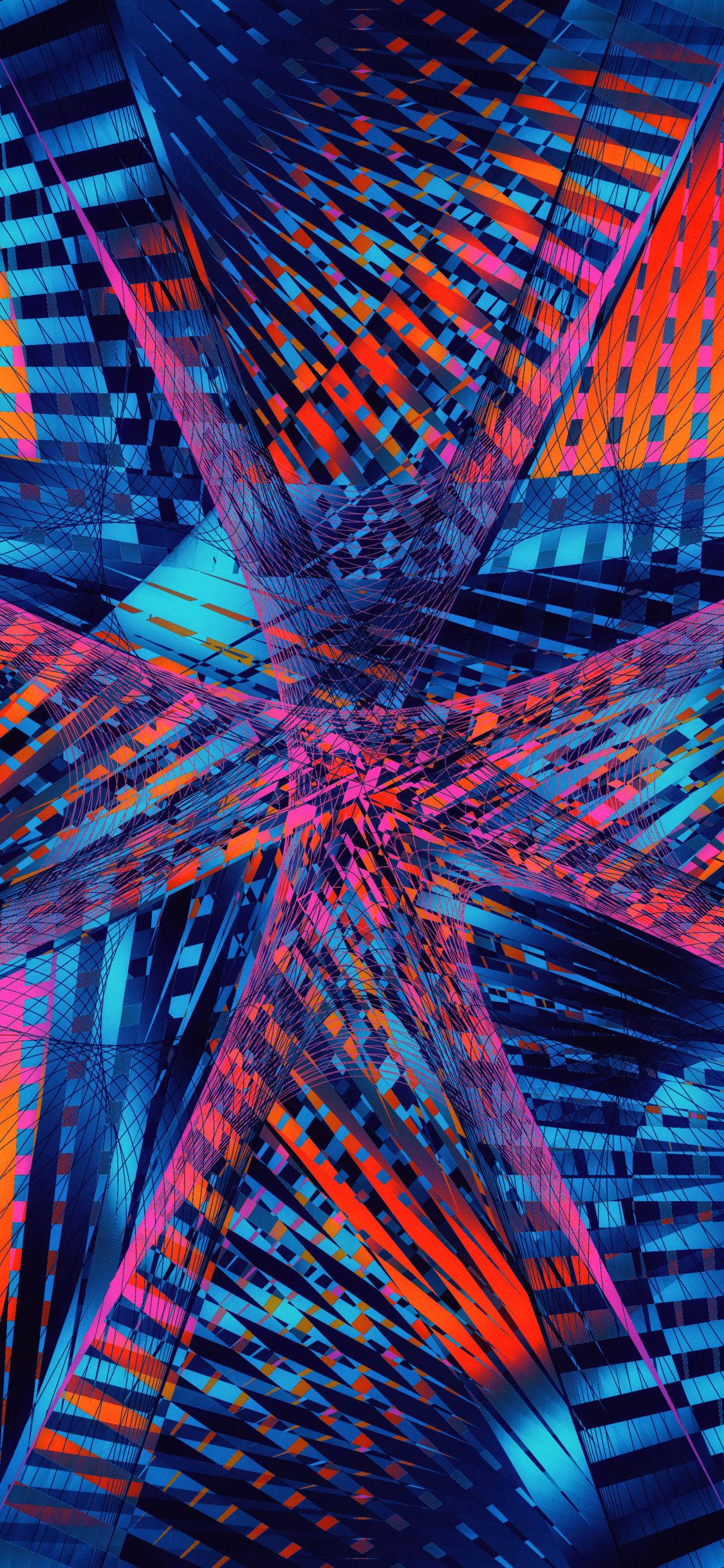 Rangi Zinazotawas Katika Fractal Inayotumbukiza Kwa Mbinu ya Glitch Picha ya Ukuta