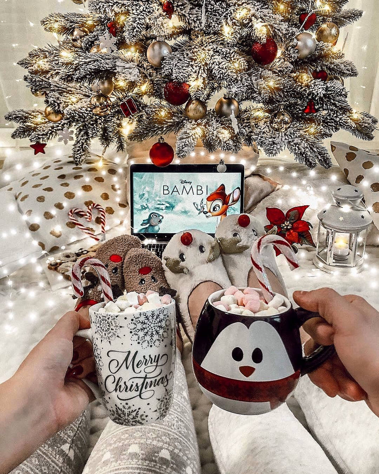 Reindeer Socks za Krismasi Zenye Faraja Picha ya Ukuta