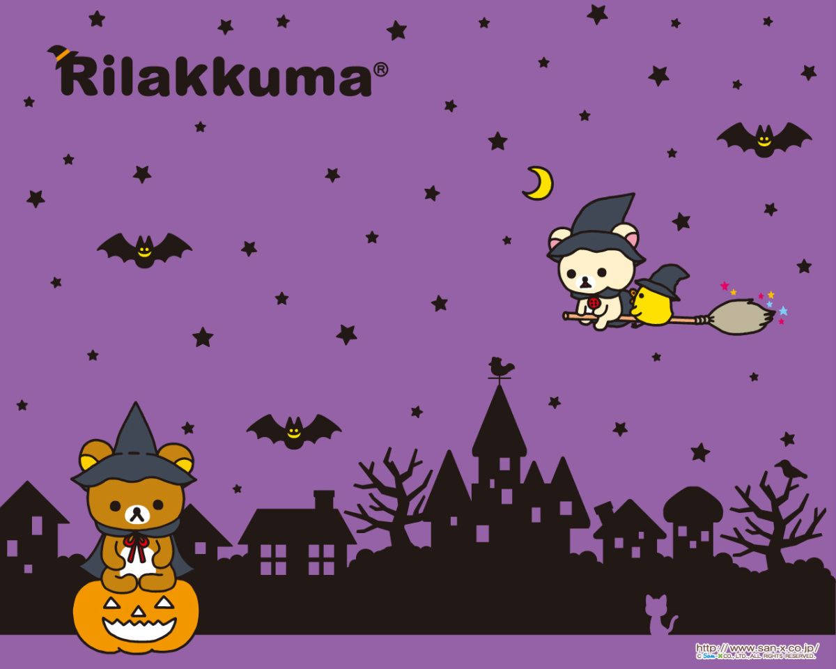 Rilakkuma Mchawi wa Halloween ya Kawaii Picha ya Ukuta