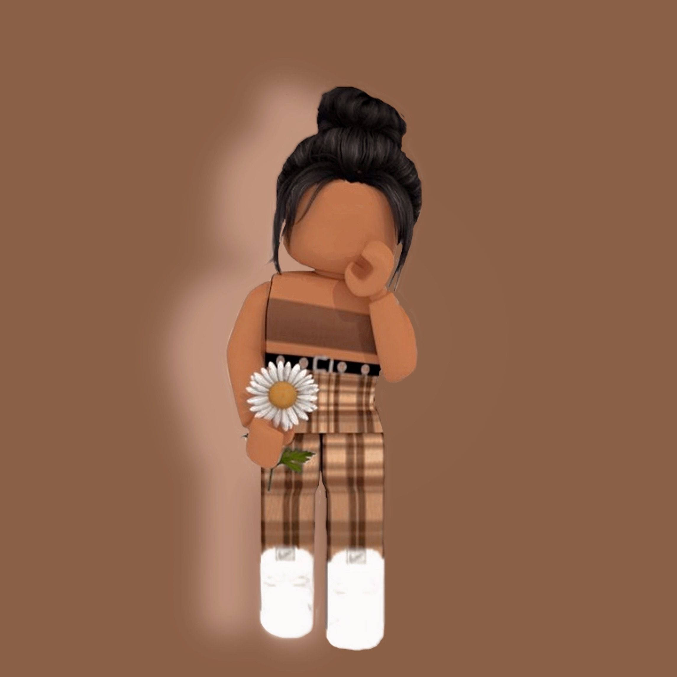 Roblox Aesthetic Msichana Maua Mweupe Picha ya Ukuta