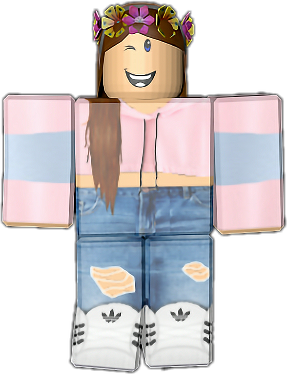Roblox Mhusika Hoodie ya Pink na Taji ya Maua Picha ya Ukuta