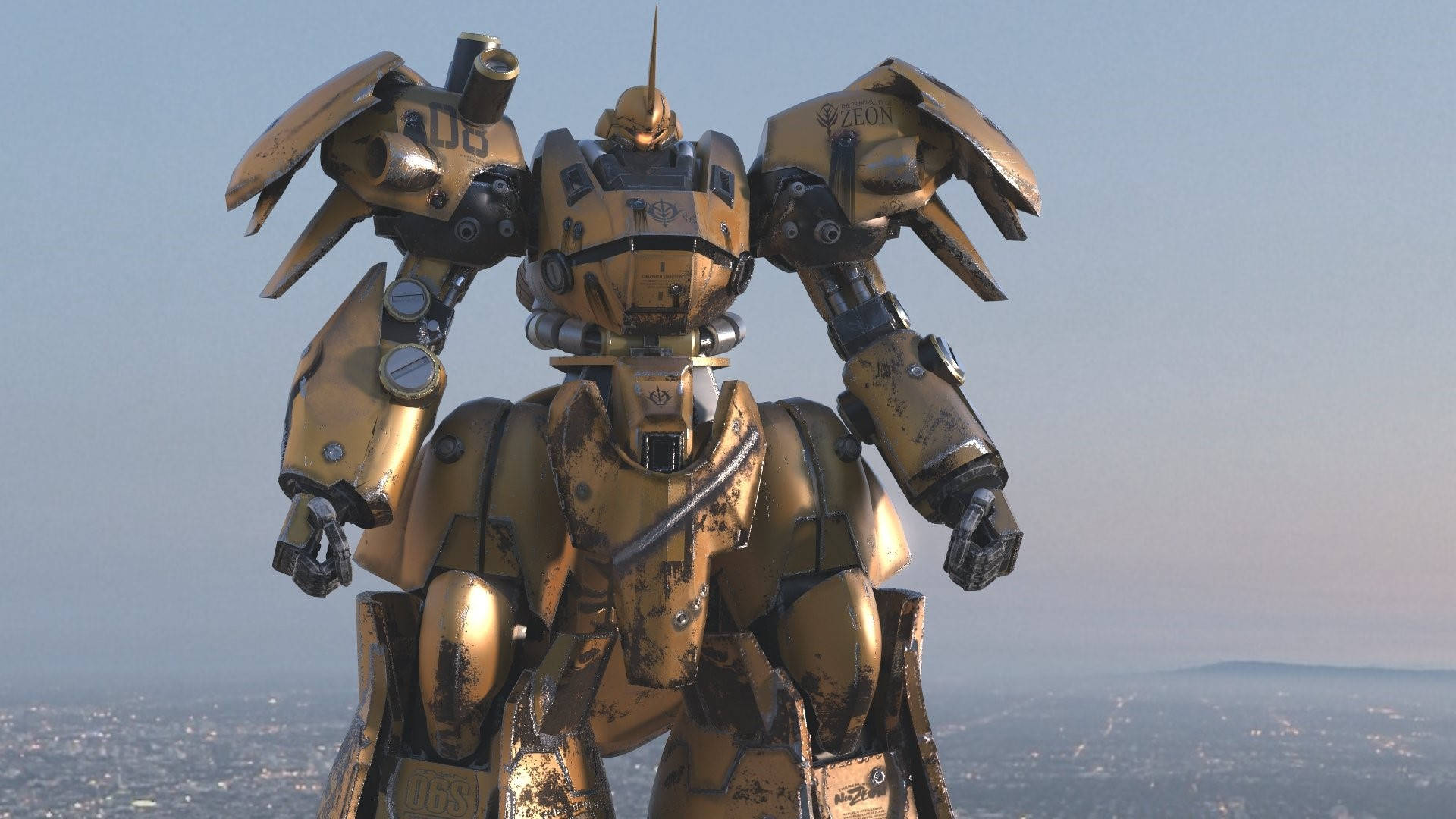 Roboti ya Njano kutoka Mobile Suit Gundam Picha ya Ukuta