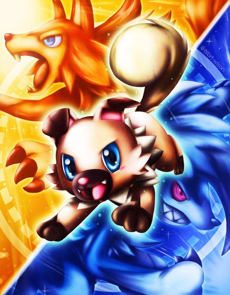 Rockruff Pamoja na Maumbo Yake ya Mageuzi Picha ya Ukuta