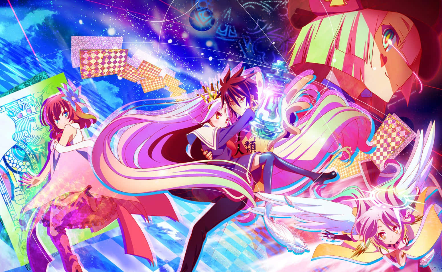Rukia katika ulimwengu wa 'No Game No Life' na ndugu Sora na Shiro! Picha ya Ukuta