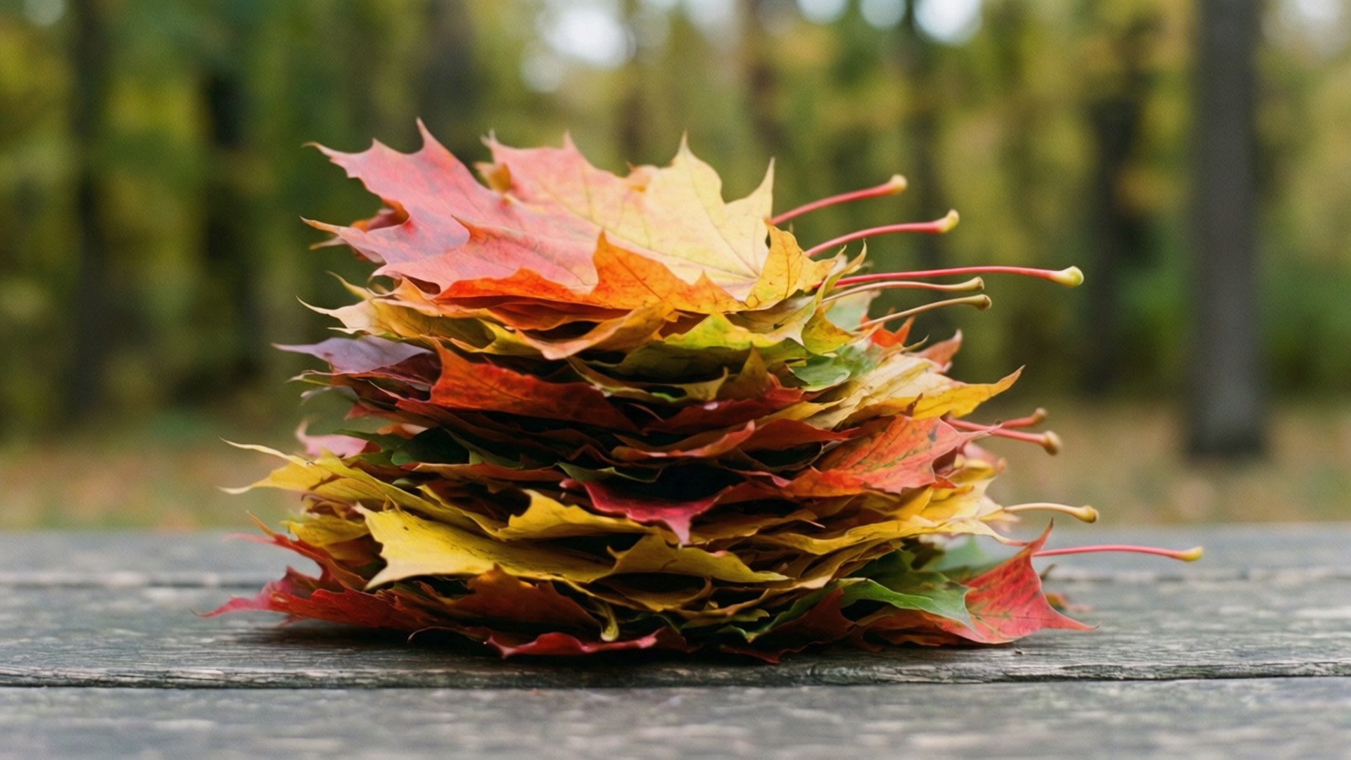 Rundo la Majani ya Autumn Picha ya Ukuta