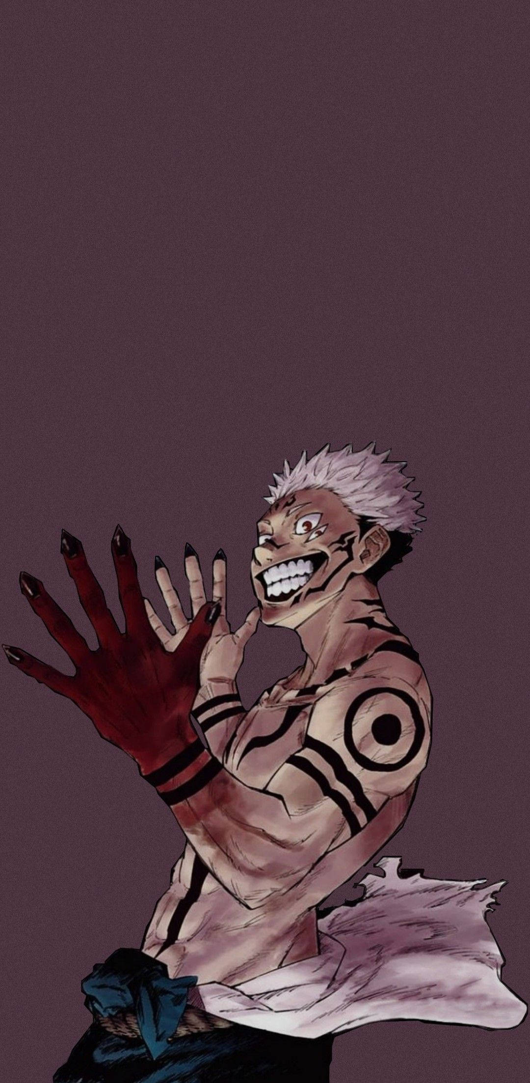Ryomen Sukuna Akicheka Katika Jujutsu Kaisen Picha ya Ukuta