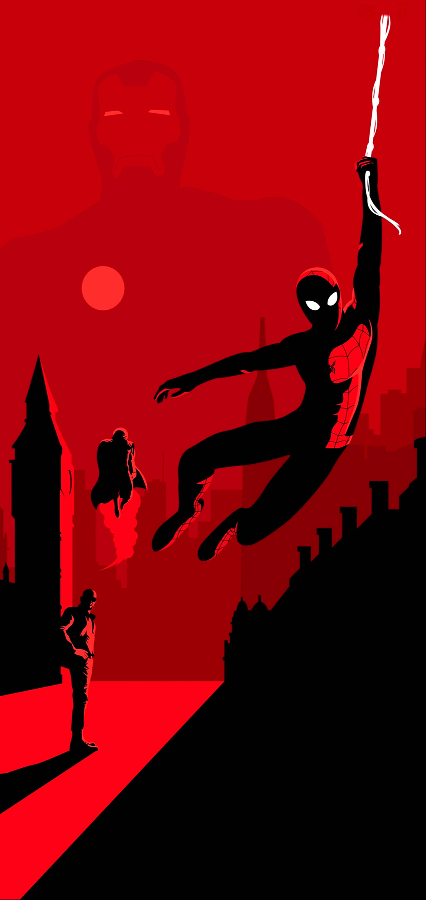 S10+ Spiderman And Ironman Picha ya Ukuta