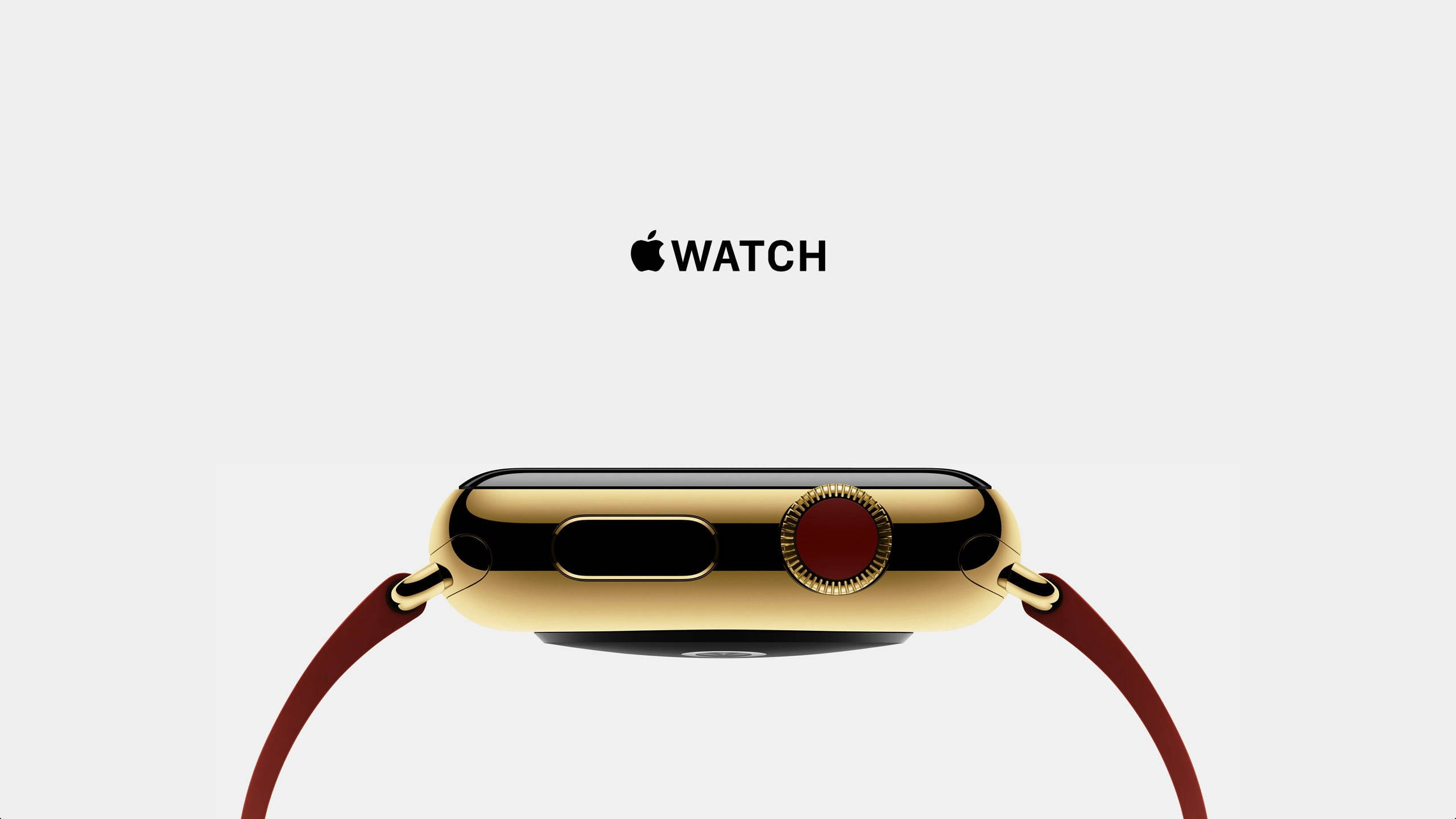 Saa Apple Bezel Dhahabu Taji Nyekundu Picha ya Ukuta