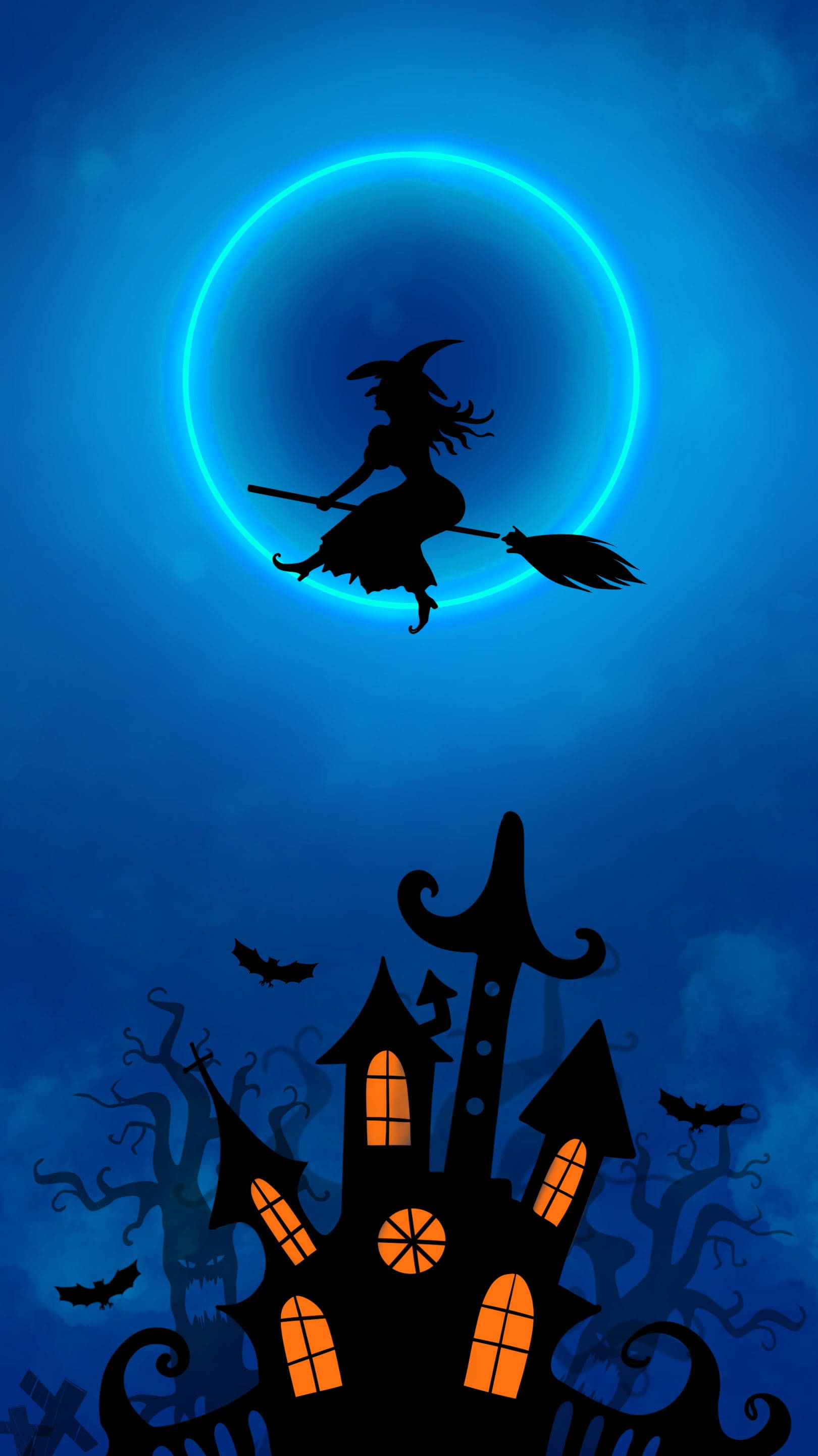 Saa ya Neoni ya Halloween Picha ya Ukuta