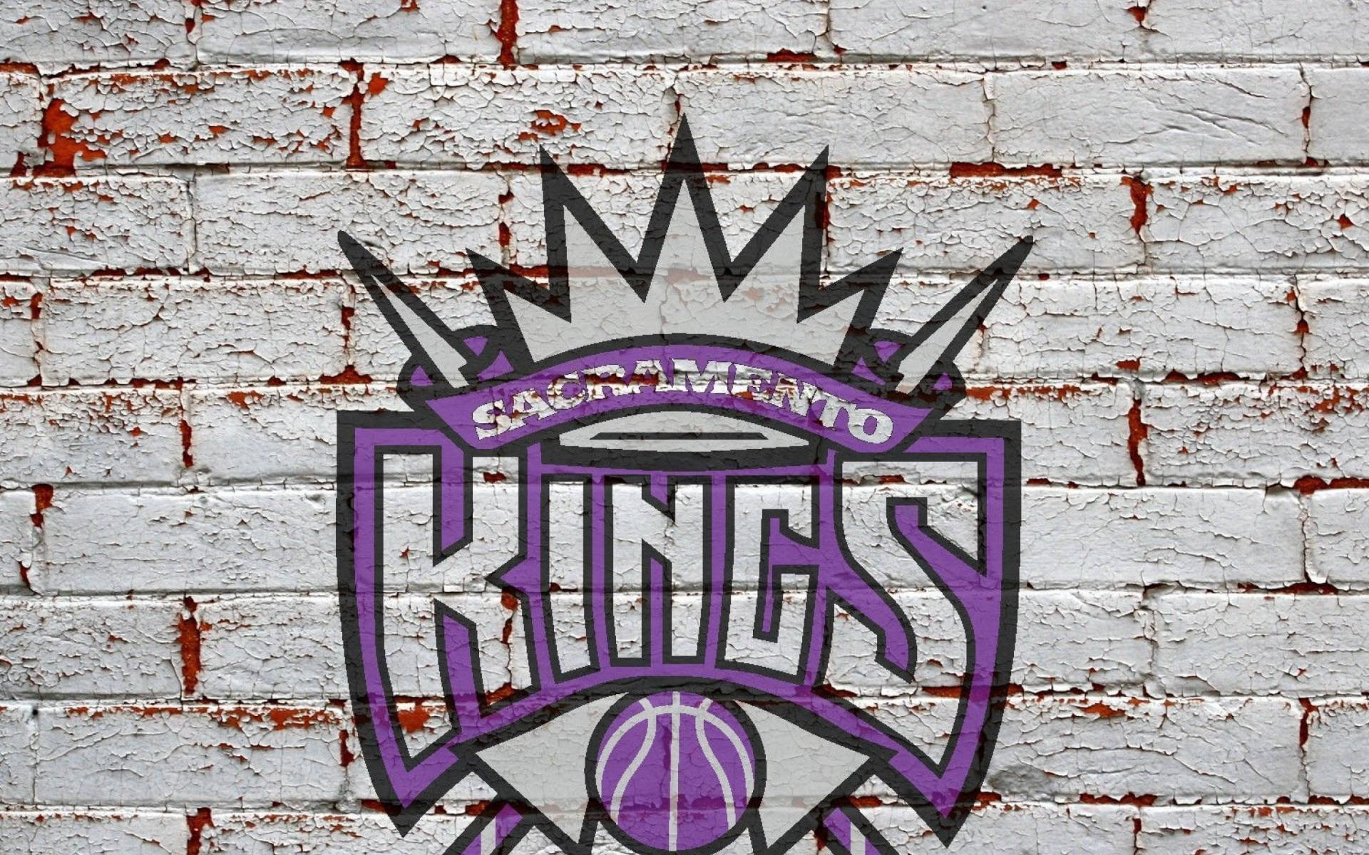 Sacramento Kings Logo In Brick Wall Picha ya Ukuta