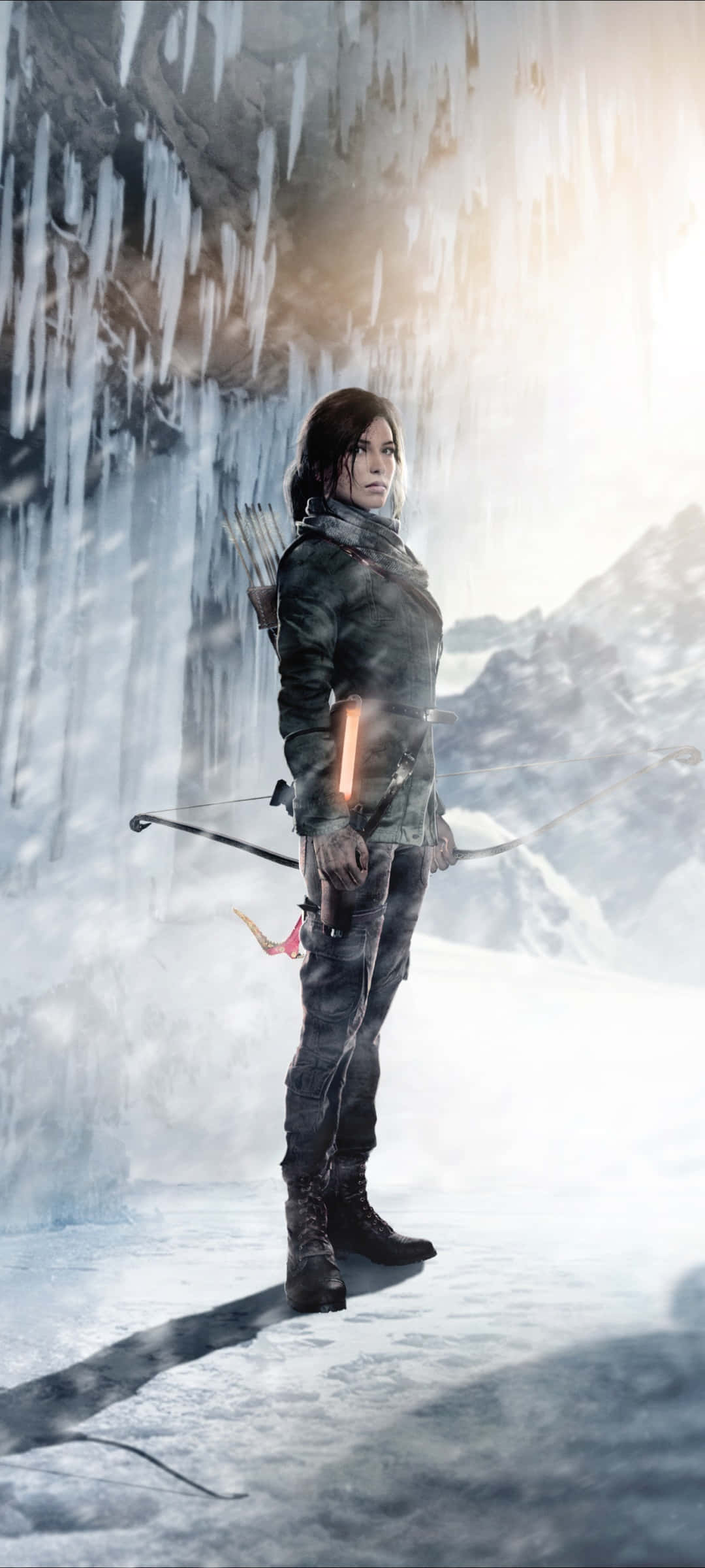 Safari njia yako na kuwa na mwonekano wa mwonekano kama Lara Croft na Tomb Raider iPhone 5s. Picha ya Ukuta