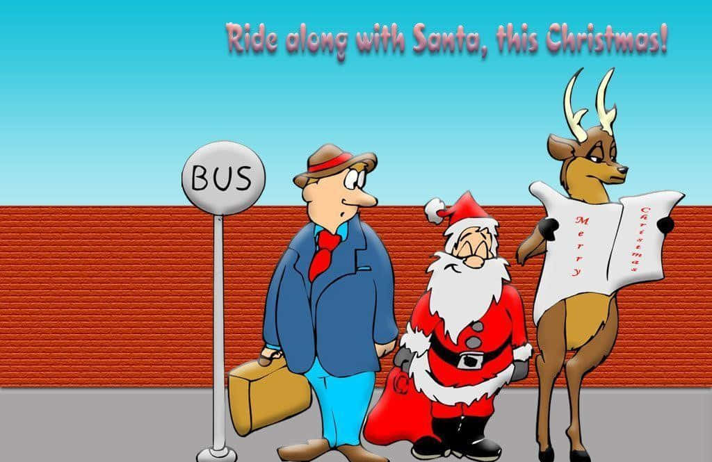 Safari ya Kichekesho ya Santa katika Msitu wa Theluji Picha ya Ukuta