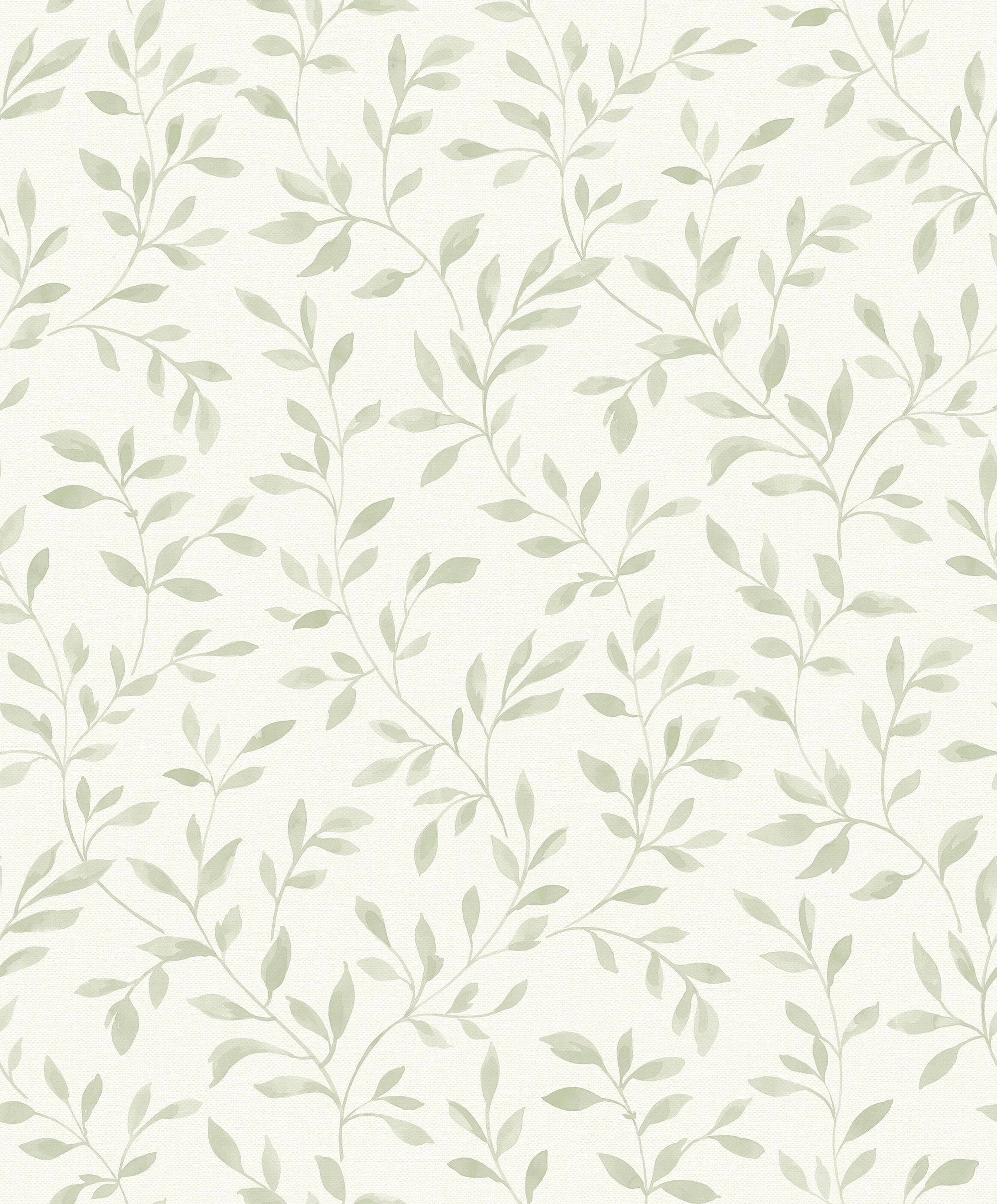 Sage Green Leaves Pattern Picha ya Ukuta