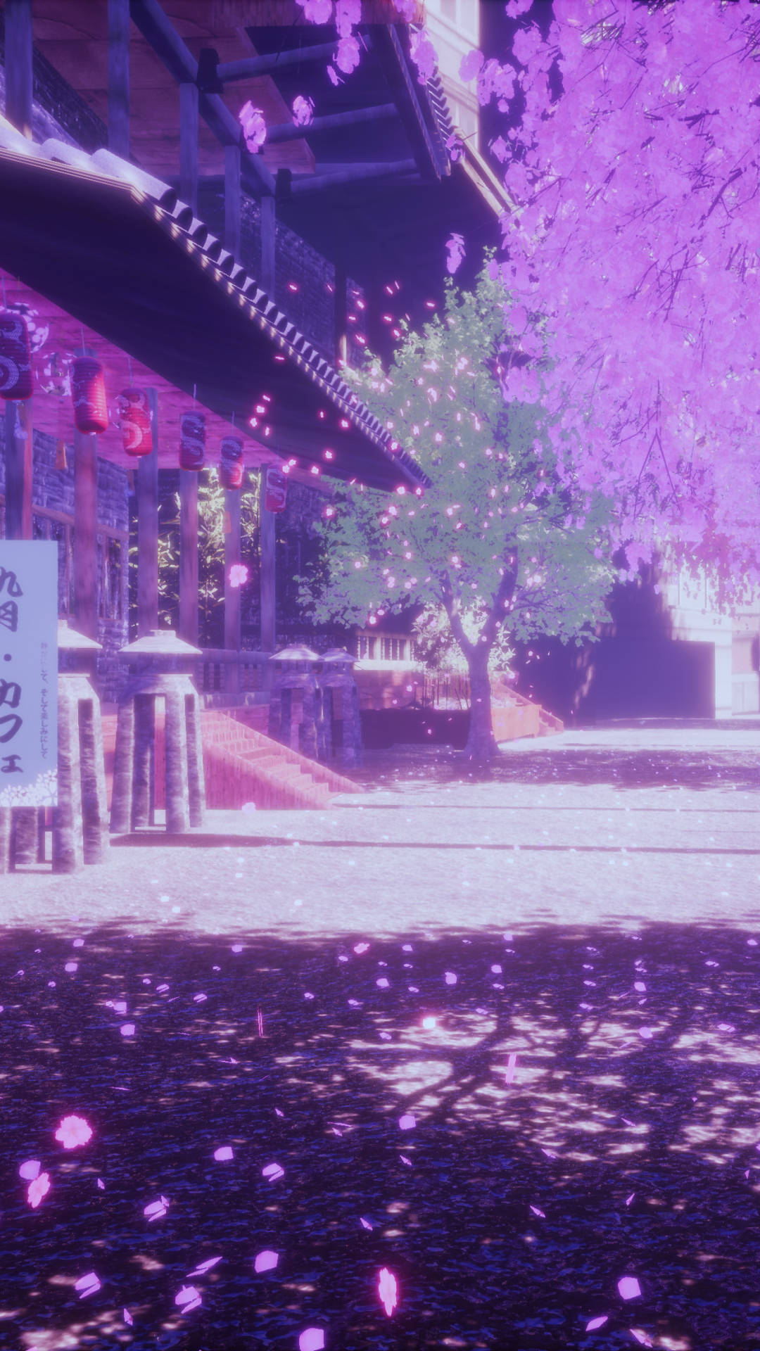 Sakura Aesthetic ya Rangi ya Upepo Picha ya Ukuta
