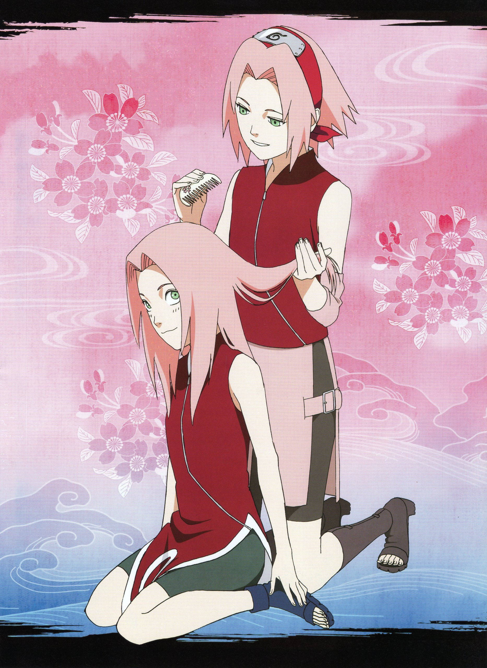 Sakura Mdogo na Mzima wa Naruto Anime Picha ya Ukuta