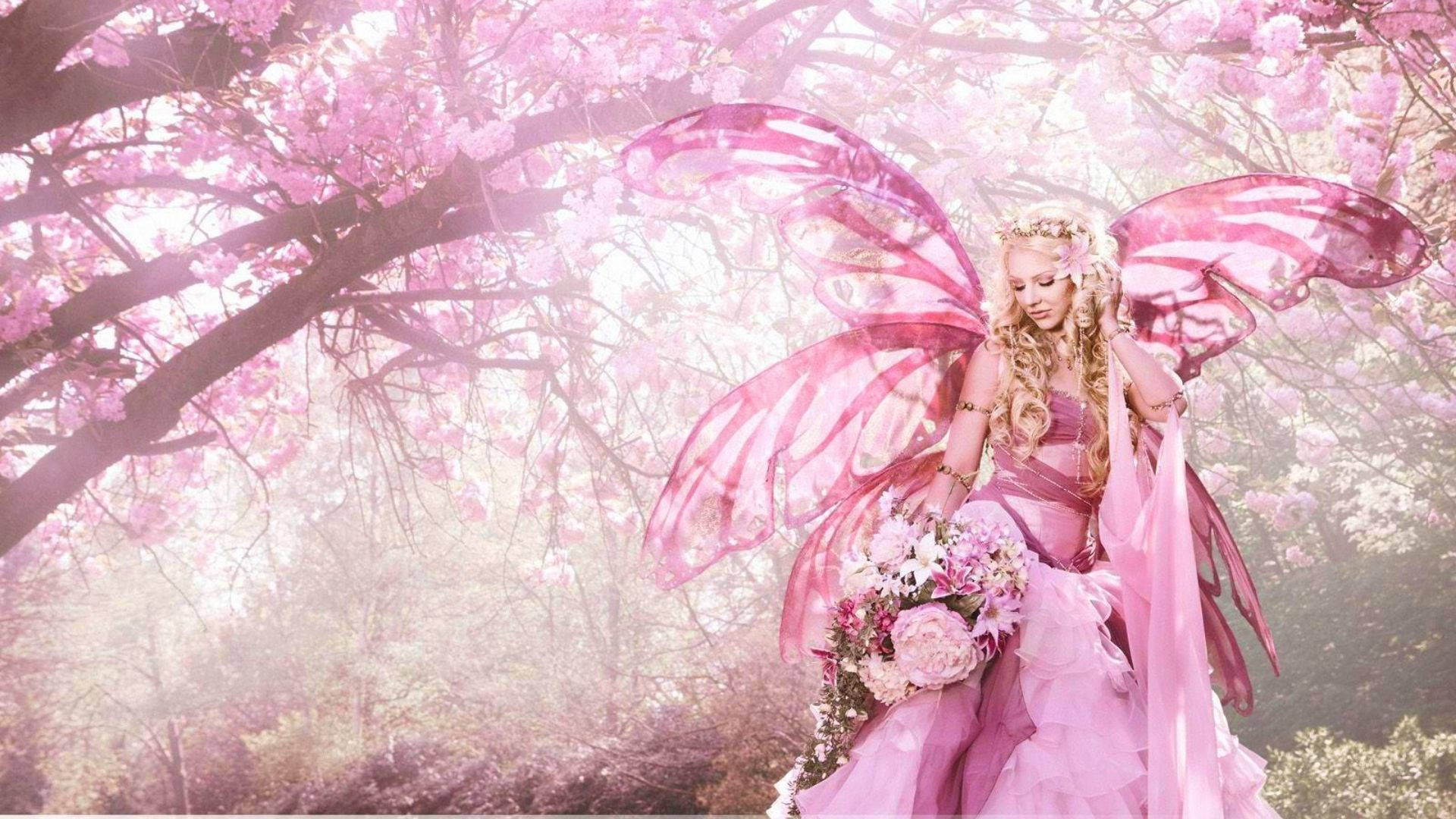 Sakura Mrembo wa Fairy Picha ya Ukuta